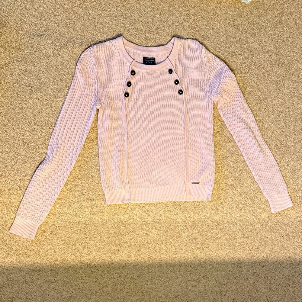 Baby Pink Button-Detail Knit Sweater